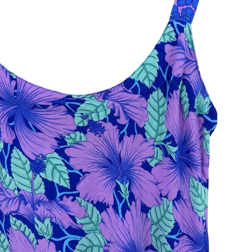 RAINBOW JO Dress Tropical Hawaiian Floral Hilo Tank Purple - Picture 3 of 7